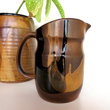 Vintage Pottery Craft USA Pitcher, Pottery Craft Stoneware Drip Glaze Water Jug 