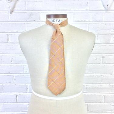 Vintage 1930s 1940s Palm Beach Cloth Necktie, Tan w/ Stripes 