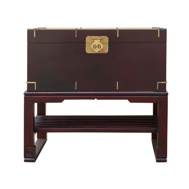 Asian Brown Stain Oriental Style Trunk Storage Chest Table ws467E 