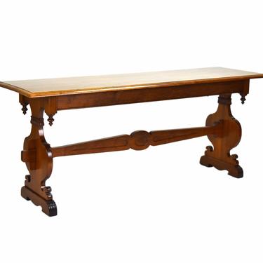 Antique William & Mary Style Walnut Trestle Console Sofa Hall Table 