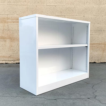 Mid Century Tanker Home-Office Bookcase in Gloss White, Custom Refinished 