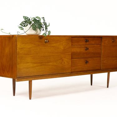 Danish Modern / Mid Century Teak Credenza / Sideboard – Drop front cocktail cabinet – Avalon 