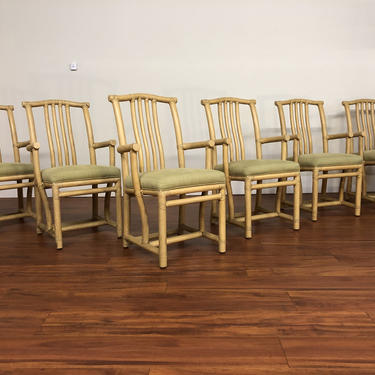 McGuire Rattan Host Arm Chairs - Set of 6 