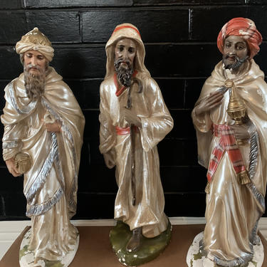 3 Wise Men Nativity Set Plaster Chalkware  Melchior, Gasper and Balthazar Nativity Set 17' Tall Figurines 