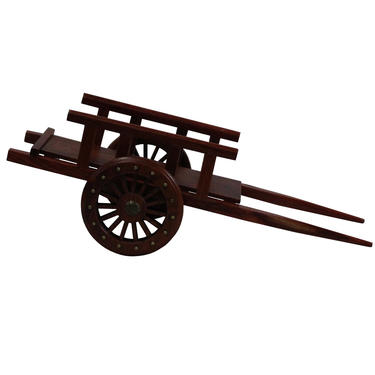 Chinese Wood Single Wheel Farm Hand Cart Miniature Display Art ws265E 