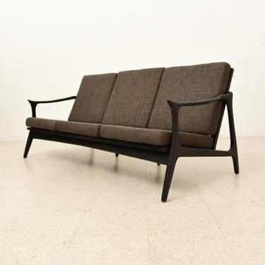Black Nordic Wood Sculpted Sofa 