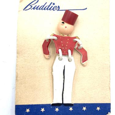 Buddies Red and White Bellhop Brooch on Card