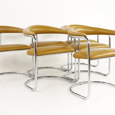 Anton Lorenz for Thonet Mid Century Chrome Dining Chairs - Set of 6 - mcm 