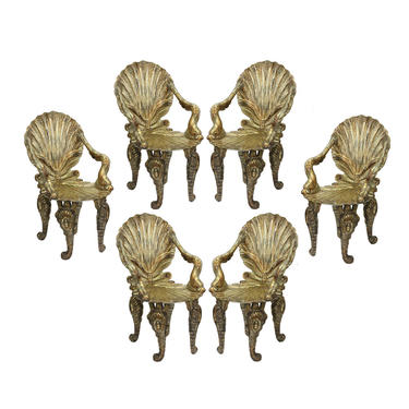 David Barrett Set of 6 Extraordinary Gilded Grotto Chairs 1970s - SOLD