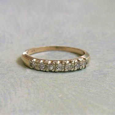 Mid-Century 14K Gold and Diamond Wedding Band, Old Diamond Ring Band, Size 4.75  (#3925) 