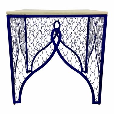 Caracole Modern Blue Metal End Table