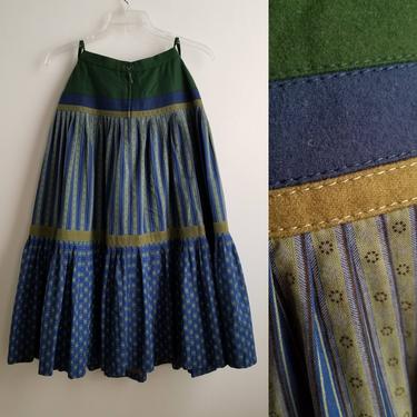 Vintage 1980s Resi Hammerer Cotton Pleated Tyrolese Skirt 80's Boho Vintage Skirt 80s Fashion Bohemian Hippie Chic 