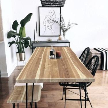 Boho Wood Dining Table & Bench 