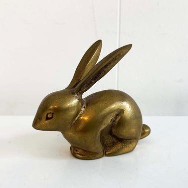 Vintage Brass Bunny Rabbit Mid-Century Hollywood Regency Home Décor Paperweight Woodland Creature Figure Figurine Ring Organizer Holder 