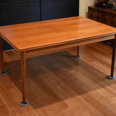 Large, newly-restored teak expandable dining table - 106.5&amp;quot; long 