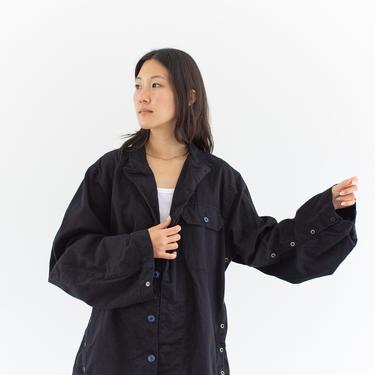 Vintage Black Oversized Side Snap Coat | Utility Work Jacket | L XL | 