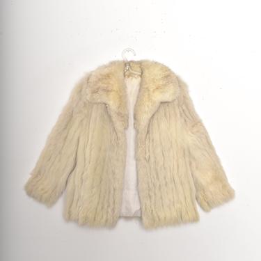 70s Cream Fox Fur Jacket with Suede Panels (Med/Large)