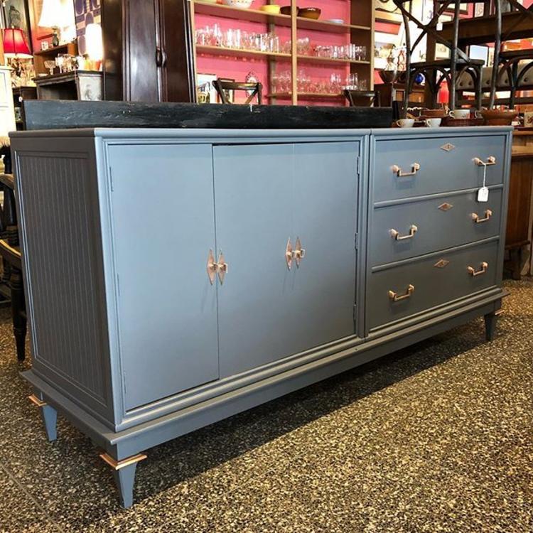                   Beautiful Grey Credenza with copper hardware! $650!
