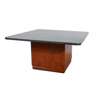 Founders Walnut Cocktail Table Cube Table Slate Top Mid Century Modern 