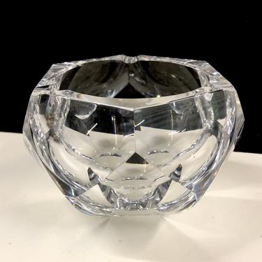 Vintage 1950s Boda Faceted Crystal Bowl Ashtray Swedish Mid Century Modern 
