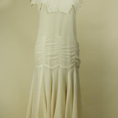 Vintage 1920's Silk Chiffon Ivory Dress 