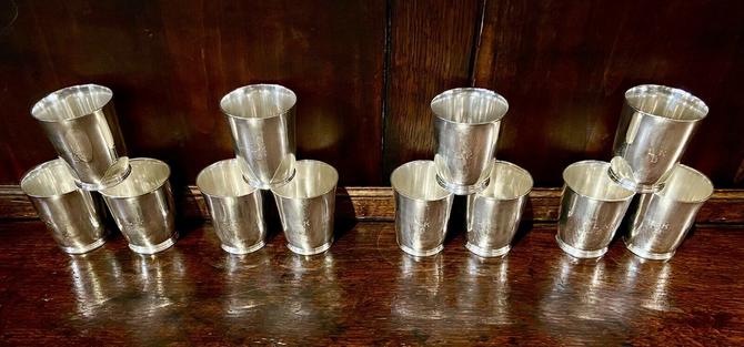 Set of (12) Tiffany &amp; Co “925” Sterling Silver Mint Julep Derby Tumblers/Cups