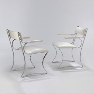 Maria Pergay Pair of Chaise X / X Chair with Arms