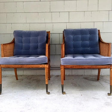 Local Pickup Preferred. Pair of Midcentury Hollywood Regency Cane Lounge Chairs by OffMain