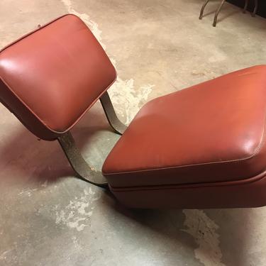 Vintage red leather bar seats