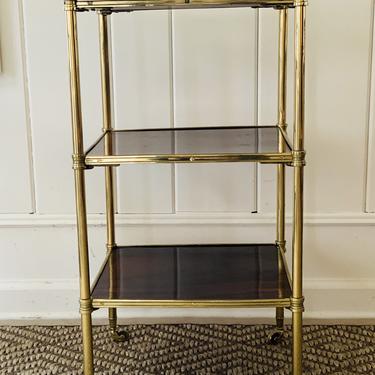 Brass and Rosewood Three Tier Side Table