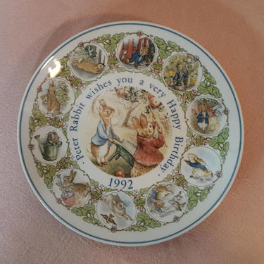 Vintage Beatrix Potter Nursery Ware 1992 Peter Rabbit Birthday Plate By Wedgwood 