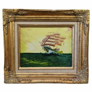 Late 20th Century Nautical Seascape Oil Painting, Framed