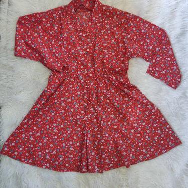 Vintage 90s Floral Romper // Button-Up Red Jumper 