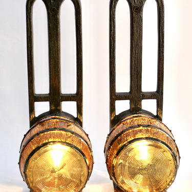 Gill Glass Tavern, Bar, Wine Bar Keg Wall Sconces, ca 1930's  SHIPPING INCLUDED 
