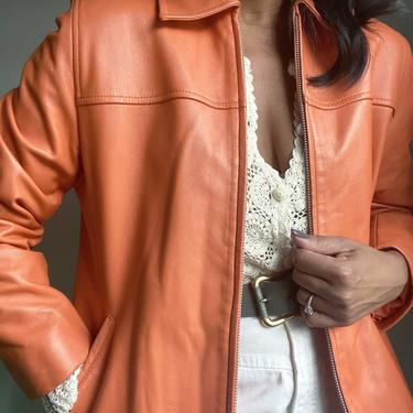 vintage Y2K genuine leather essential zip up jacket 