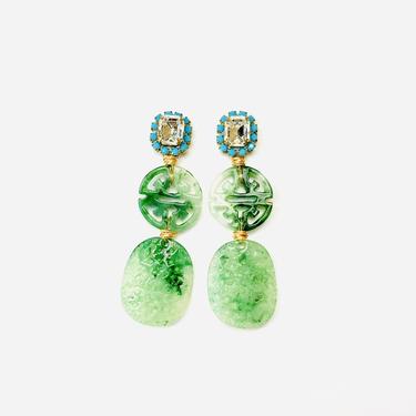 The Pink Reef turquoise and acetate jade drop earring