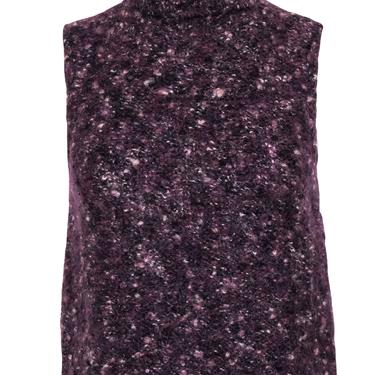 Max Mara – Purple Marbled Knit Cropped Turtleneck Top Sz M
