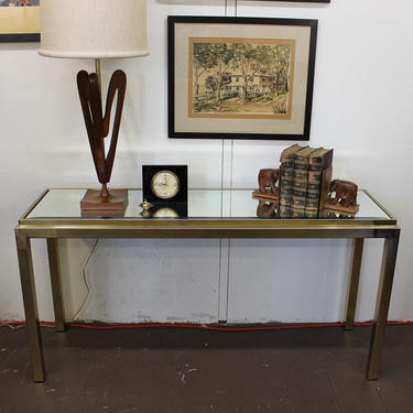 Mid Century Modern brass and mirror console table 