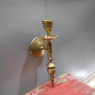 Vintage Solid Brass Candle Holder Sconce Primitive Lighting Wall Mount Decorative Brass Lighting Taper Candlestick Holder Boho Cottage Decor 