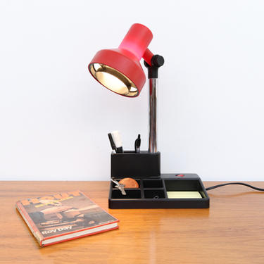 Cute Vintage Hala Zeist Style Red Desk Lamp with Organizer Base