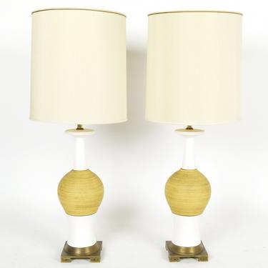 Pair of Ceramic and Brass Lamps