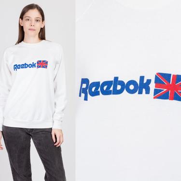 90s Reebok Sweatshirt - Large | Vintage Streetwear White Spell Out Logo Pullover 