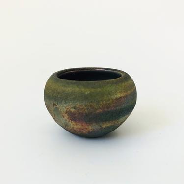 Petite Vintage Dark Raku Pottery Vase by Ben Diller 