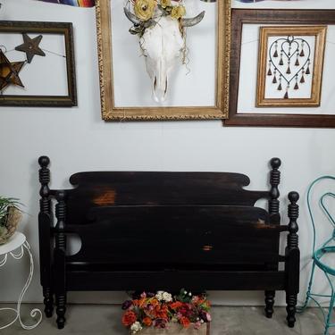 Full Size Distressed Black Bed