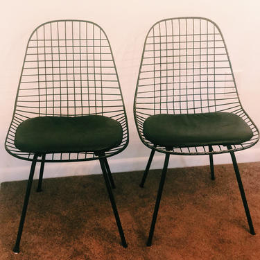 Set of two Charles Eames for Herman Miller Wire Chairs 