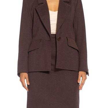 1980S Yves Saint Laurent Brown Haute Couture Wool Skirt Suit 