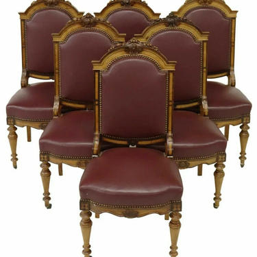 Antique Chairs, Dining, (6) French Napoleon III, Upholstered, Tack Trim, 1800's!