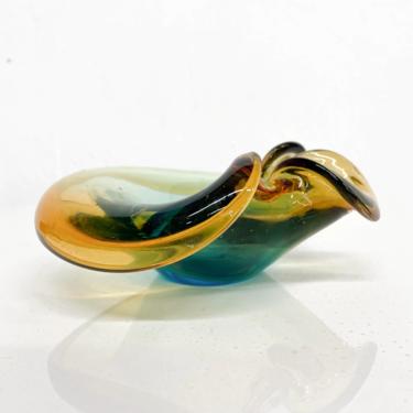 Swirling Color Curled Murano Sommerso Art Glass Ashtray Bowl Seguso ITALY 