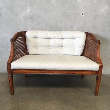 Vintage Settee With Woven Arms