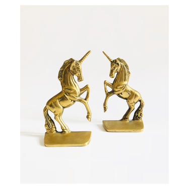 Vintage Brass Unicorn Bookends 